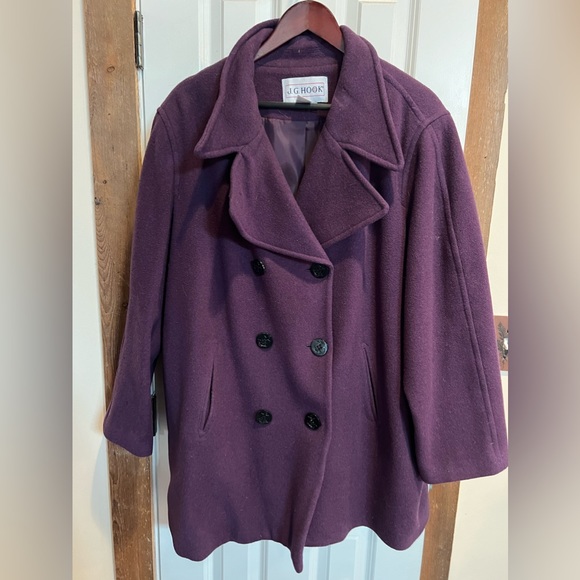 J. G. Hook 22W plum purple wool coat, EUC - Picture 1 of 4
